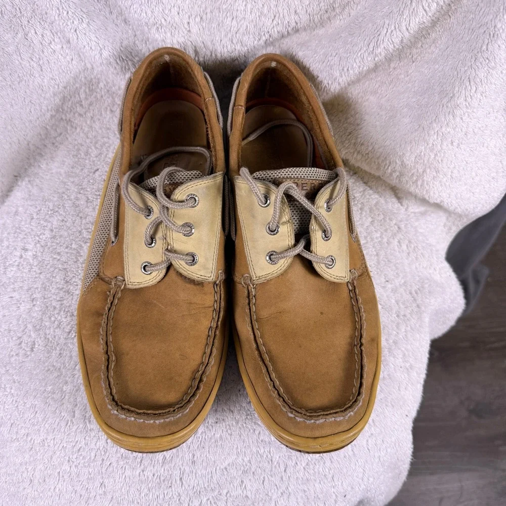 Sperry Top-Sider Boat Shoes‎ Mens 13 Tan Brown Leather Mesh Billfish 0799023
